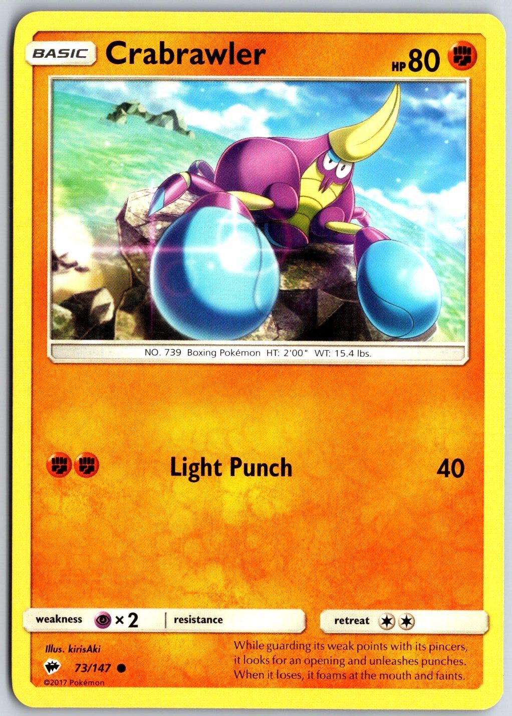 Crabrawler 73/147 Common Burning Shadows Pokemon Lightly Played