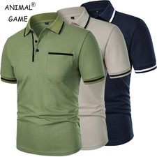 Men's Summer Polo Shirt Casual Solid Color Breathable Short Sleeve Top Gym Gift