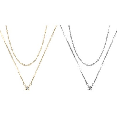 Two Tone Layer Curb Chain Necklace Set Pendant Jewelry for Special Occasions