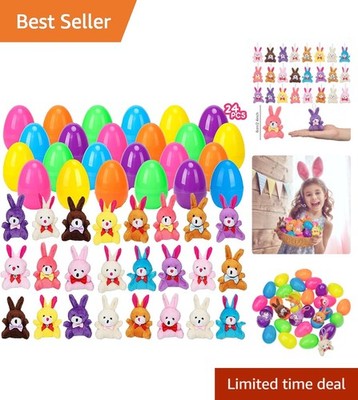 Delightful 24-Piece Easter Egg Set with Plush Bunny Gift - Ideal for Egg Hunts