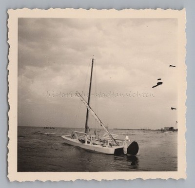 Cattolica Gabicce Mare Italy 1952 - Sailboat Excursion Boat - Old Photo