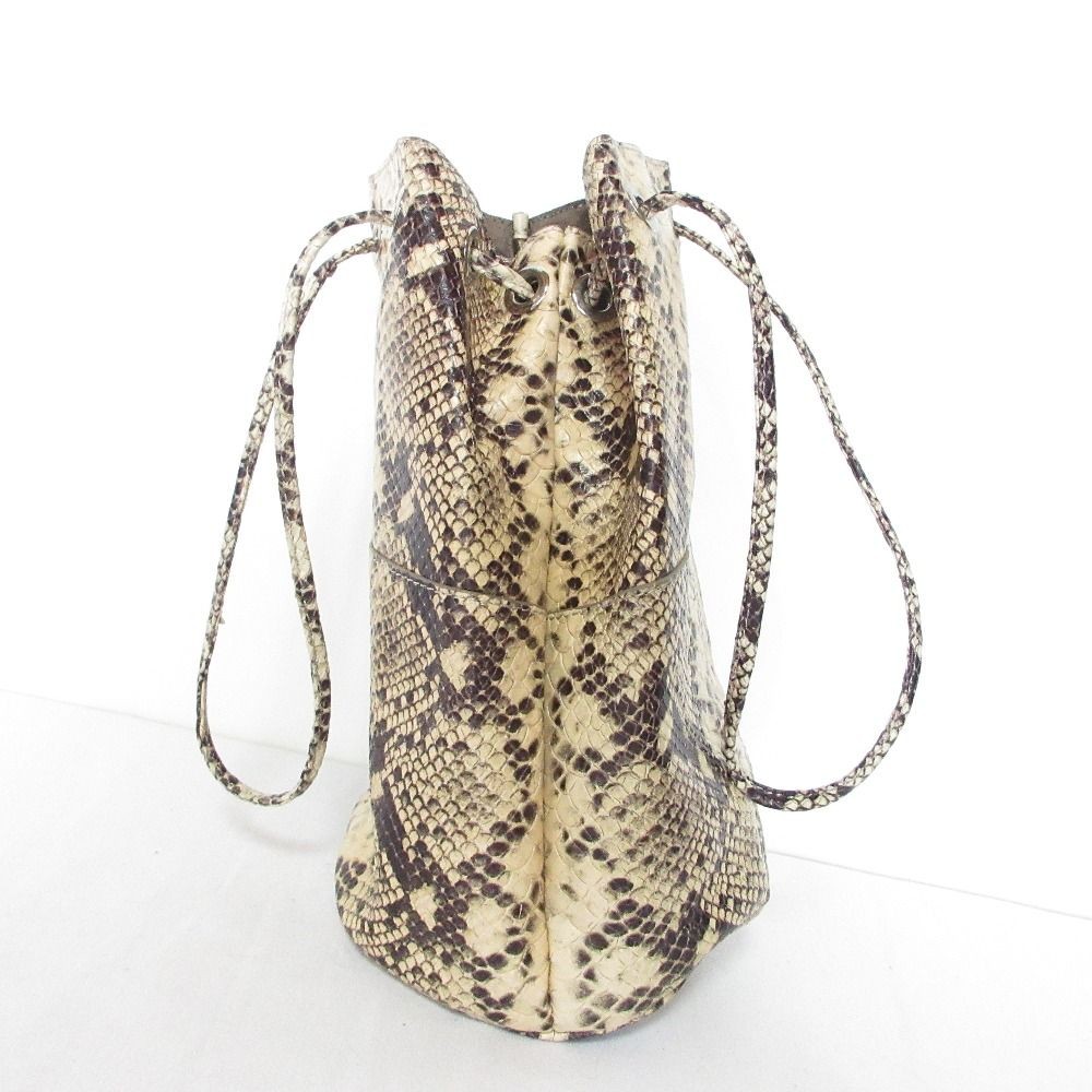 Marco Masi Python Pattern Drawstring Bag Beige La… - image 3