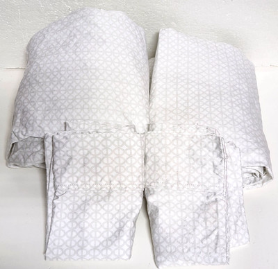 Threshold Full Size 400 TC Performance Cotton Sateen Sheet Set Light Gray Geo