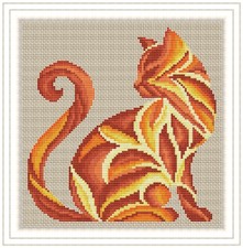 Cross Stitch Printed Pattern Abstract Cat DIY...