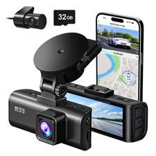 REDTIGER Dash Camera 4K Front and Rear Dash Cam Built-In WiFi  GPS, App control