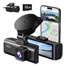 REDTIGER Dash Camera 4K Front and Rear Dash Cam Built-In WiFi & GPS, App control