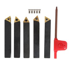 5 Pcs 3/8" Indexable Carbide Insert Turning Tooling Bit Holder Set For Lathe