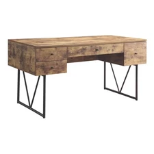 BenJara Voguish Style Writing Desk With 4 Drawers, Brown