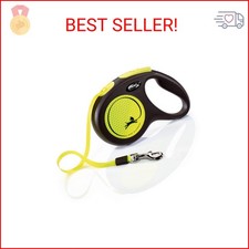 FLEXI New Neon Tape Retractable Dog Leashes for Medium Dogs Upto 55 lbs. 16 ft