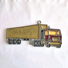 Vintage Semi Truck stained Glass Style Suncatcher window Big Rig Ornament