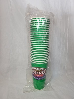 NEW Petro Gas Station Coca Cola Green Paper Cups Sleeved Vintage - 25 Total Cups