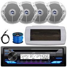 JVC 1-DIN Marine Bluetooth CD Receiver W/White Cover, 4x 6.5" 180W Max Speakers