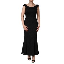 DOLCE & GABBANA Dress Black Floral Brocade Sheath Mermaid IT46/US12/XL 4880usd