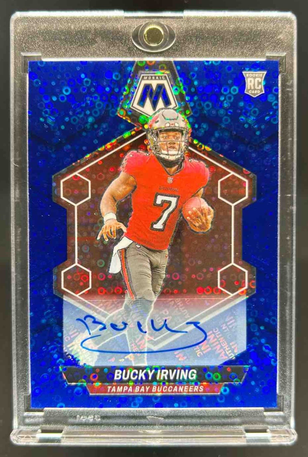 2024 Mosaic Bucky Irving Rookie Auto RC No Huddle Blue Prizm #385 Buccaneers