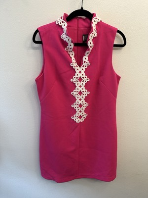 Vince Camuto Hot Pink Sleeveless Shift Mini Dress with White Trim - Size 12  | eBay