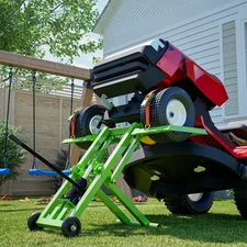 Riding Mower Lift - 500LB Hydraulic Jack with Foldable Design & Ratchet Belts