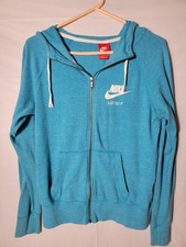 NIKE Women  s Full-Zip Fleece Hoodie Sweatshirt Small Neon Blue Just Do It