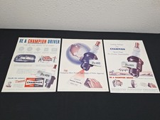 3 Vintage 1950 CHAMPION SPARK PLUG ADS Original Print Ad