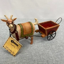 Blossom Bucket Betty 2008 Goat with Metal Cart Figurine w/Tag