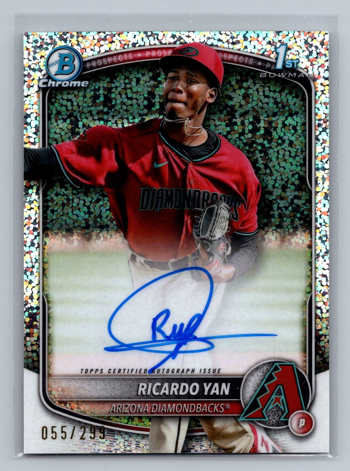 2025 Bowman Chrome Prospect On Card Auto Ricardo Yan 1st Speckle Refractor /299