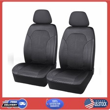 Auto Drive Holographic Low Back Car Seat Covers Black Faux Leather 2 Piece Set
