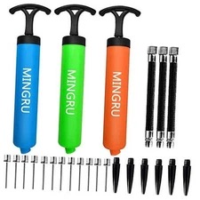 Ball Pump for Basketball, Soccer, Volleyball, 8" 3 PACK - BLUE+GREEN+ORANGE