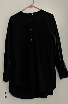 Muji Women's Quick-Dry Broadcloth Long Sleeve Tunic –Black NWOT