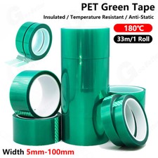 Green PET Tape High Temperature Heat Resistant Tape Width 5-100mm, long 33m/Roll