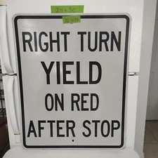 Road Traffic Street Sign Authentic Right Turn Yield on Red  30"X24" 12-627