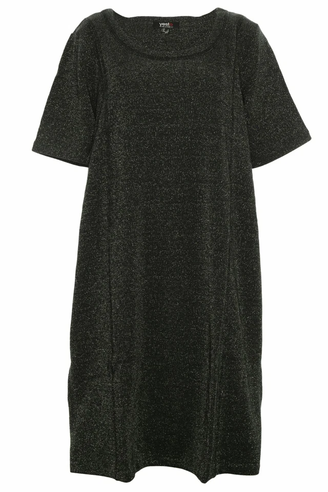 Yesta X Dos Camisa Vestido Túnica Vestido Midi Lurex Negro Talla 48 50 52 - Imagen 1 de 1