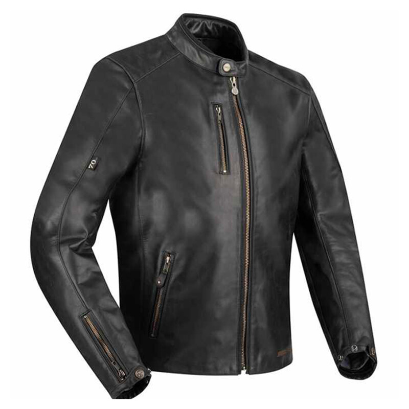 GIACCA MOTO IN PELLE SEGURA LAXEY S Nero