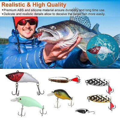 LakeForest Fishing Lures Kit Soft & Hard Bait Crankbaits Set Tackle Box in Red