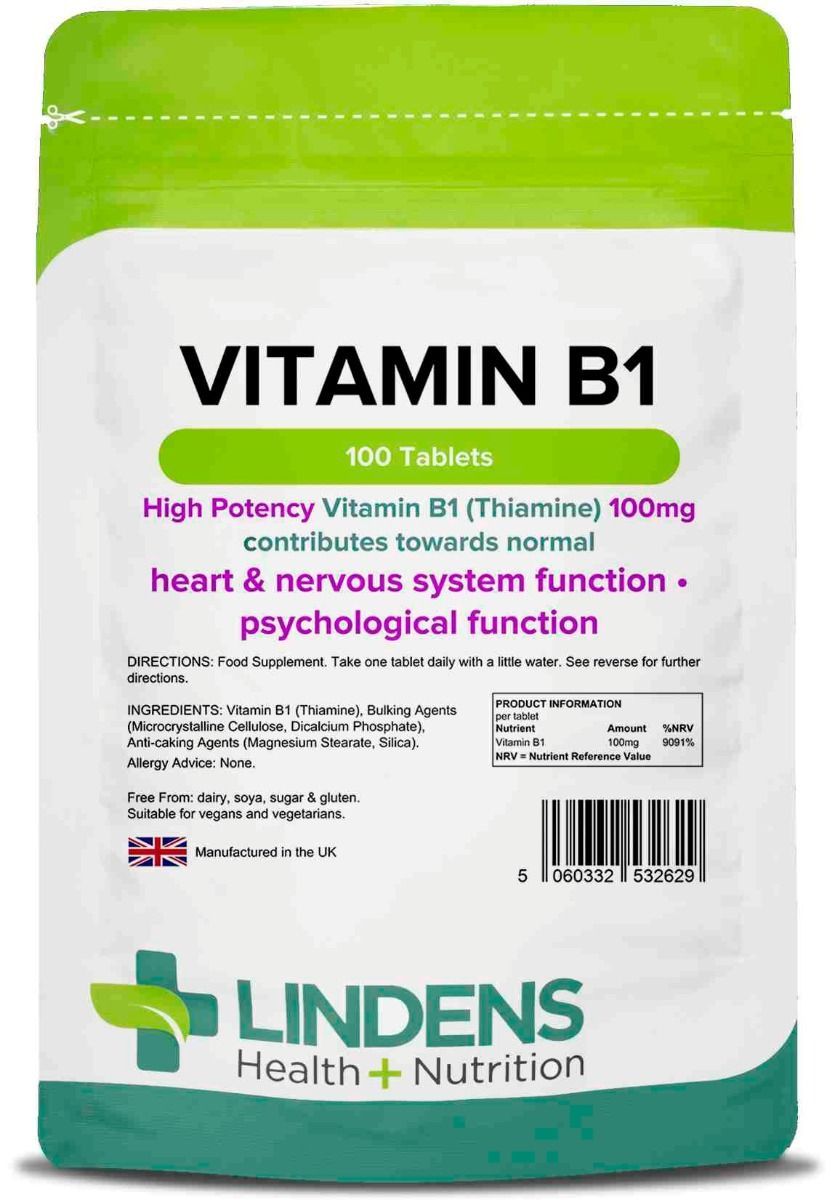 Lindens Vitamin B1 Thiamin 100Mg Tablets | 100 Pack | Super-Strong 7000% Nrv Tablets Contributes To Healthy Metabolism And Healthy Heart Function - Image 3
