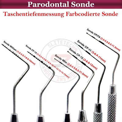 Parodontal Sonde Taschentiefenmessung Zahnsonde Diagnostische Farbcodiert Dental