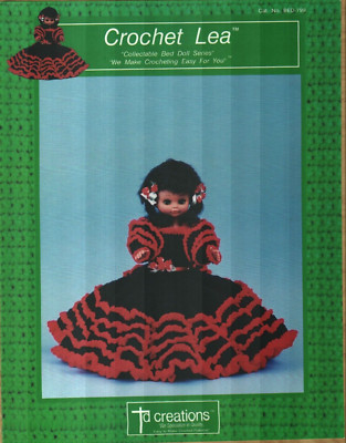NEW LEA 13'' BED DOLL DRESS TD CREATIONS CROCHET PATTERN LEAFLET