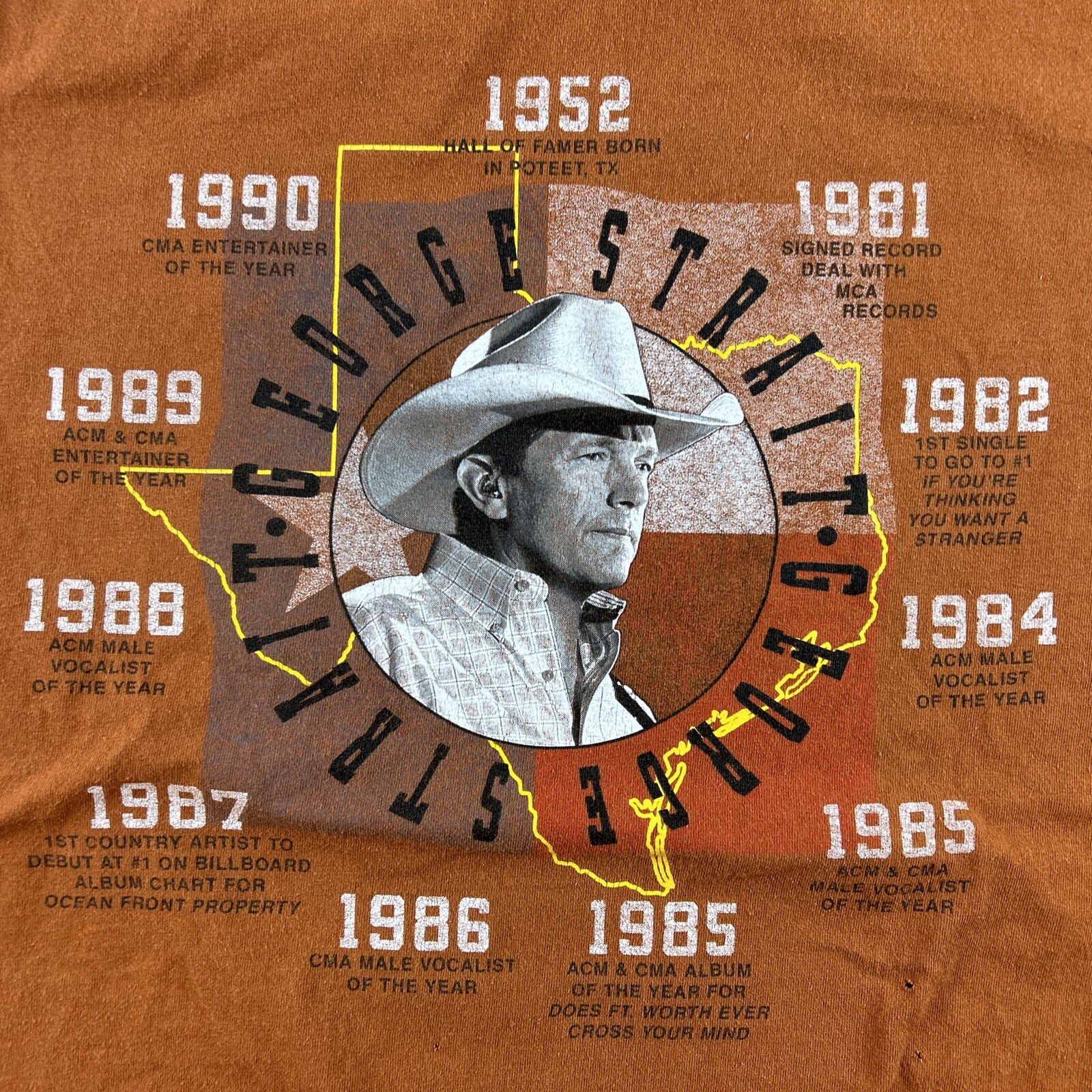 George Strait Shirt Mens XL Orange 90s Adult Coun… - image 1