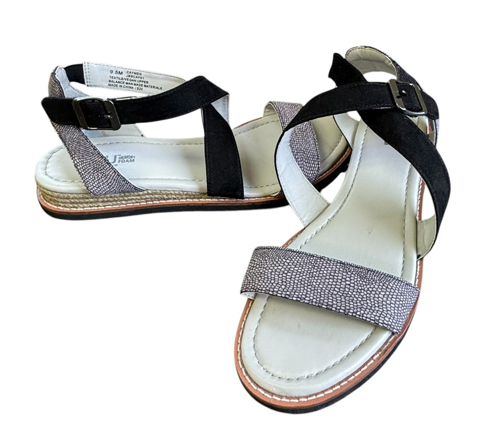 JBU by Jambu Women's Size 9.5M Black Gray Sandal Caymen Hook & Loop Strap