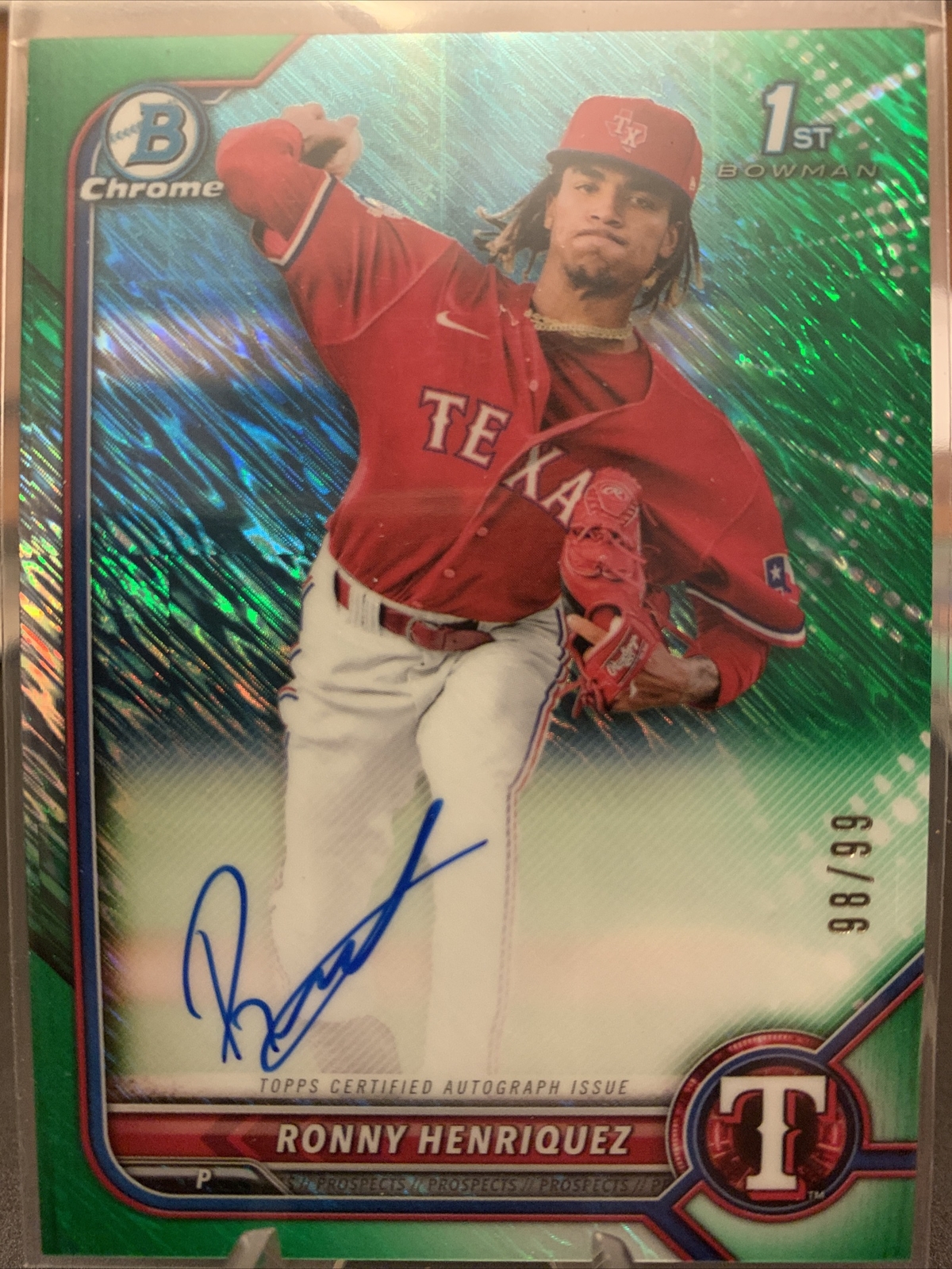 2022 Bowman Chrome #CPA-RH Ronny Henriquez 1st Bowman Auto /99 Green Rangers RC