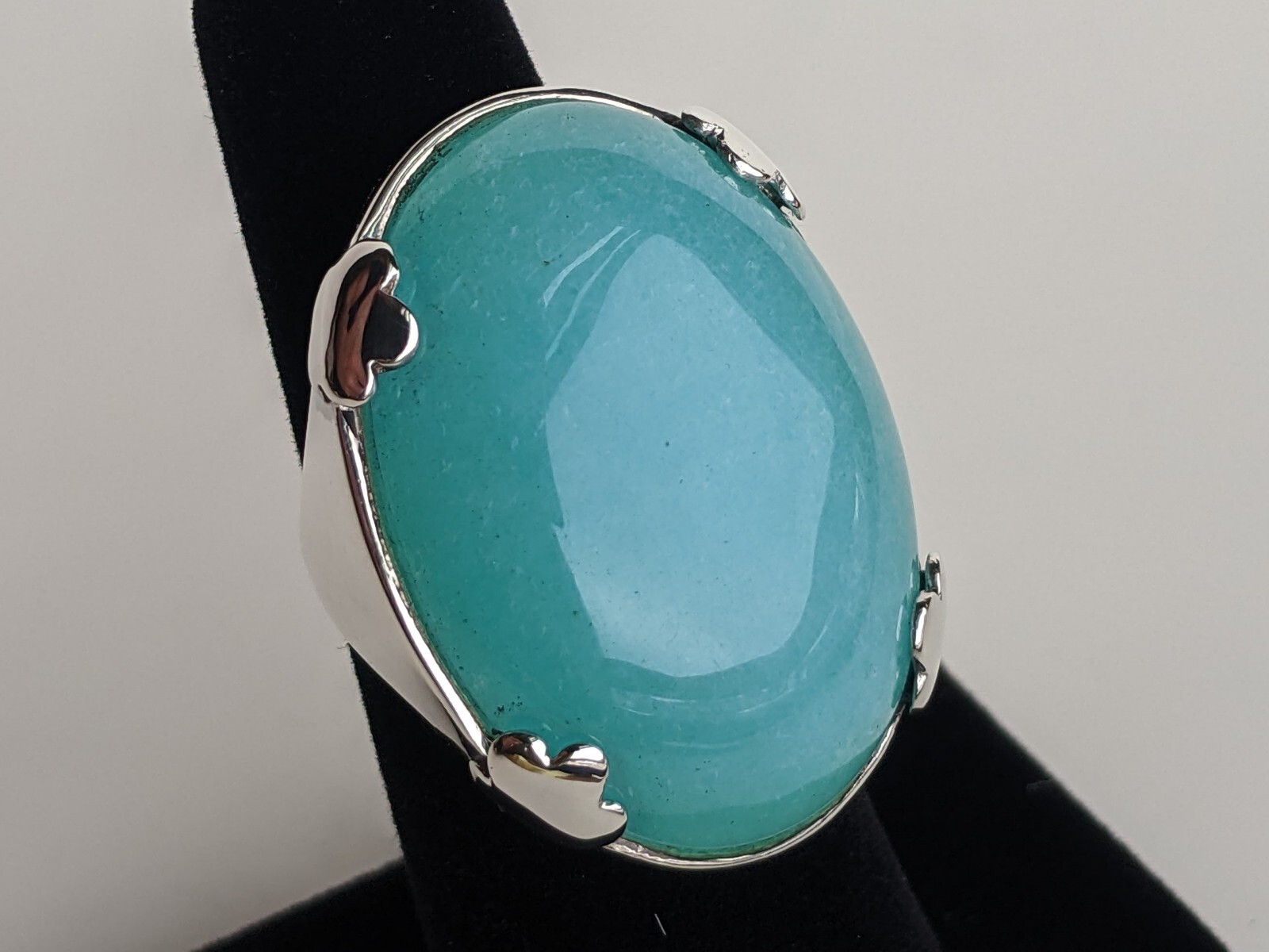 Sterling Silver Amazonite Statement Ring 24.3g Sz… - image 3