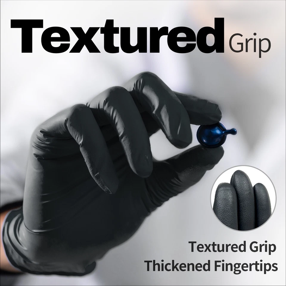 Luvas de exame de nitrilo descartáveis, 5 mil pretas, sem pó luvas de limpeza resistentes - Imagem 3 de 4