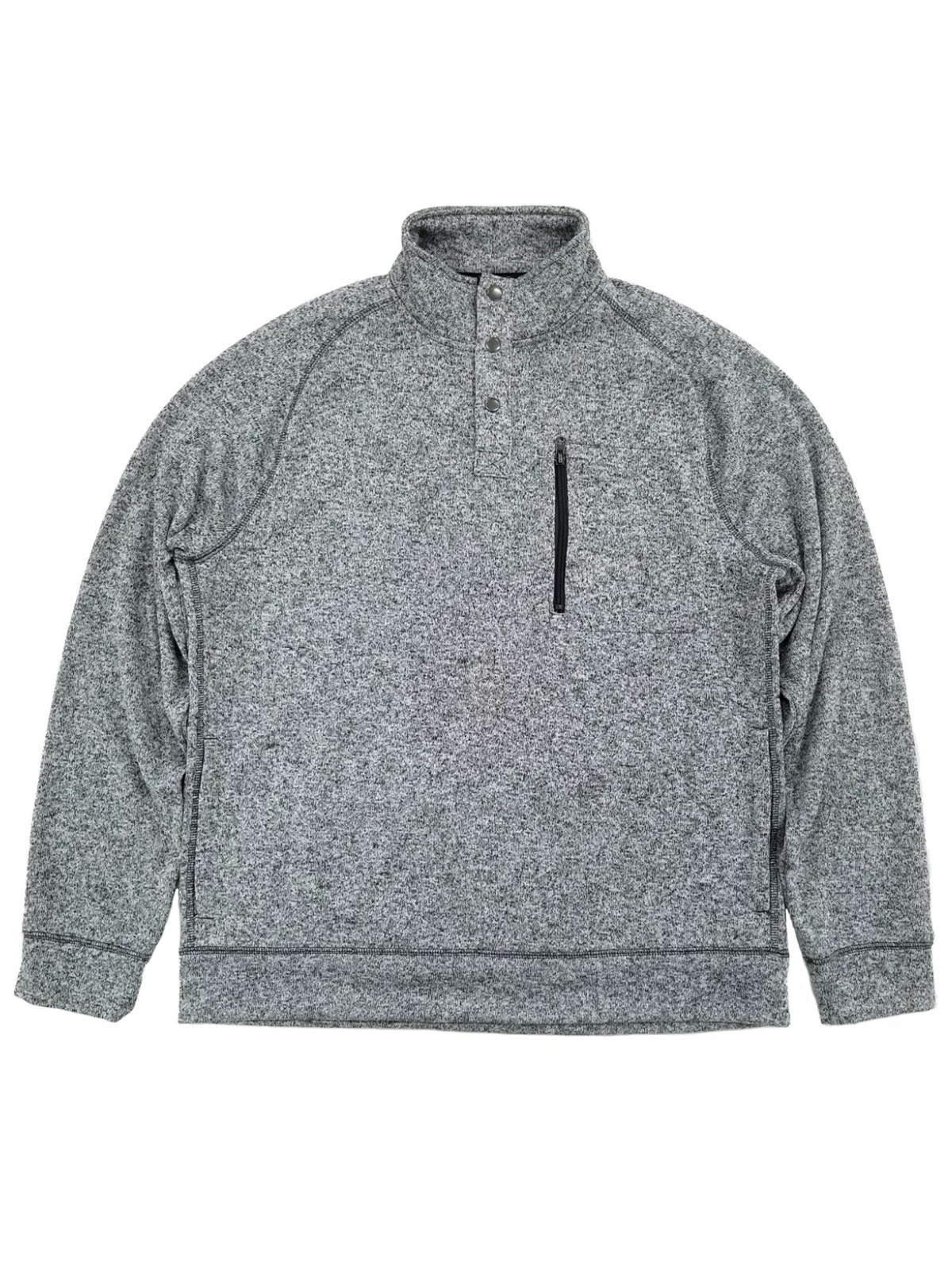 Mens Speckled Gray 1/4 Snap Mockneck Fleece Sweatshirt Jacket