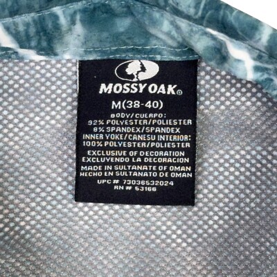 Mossy Oak Fishing Shirt Mens M Green Water All Over Print Vented