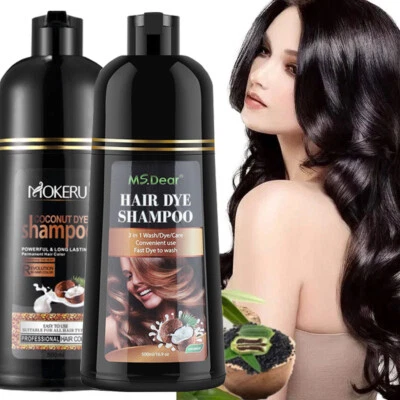 MS DEAR 500ml Hair Dye Shampoo Natural Herbal Permanent Instant Dye Hair Color Shampoo