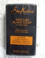 Shea Moisture African Black Soap W/ Shea Butter For  Face, Body 3.5oz New Sealed