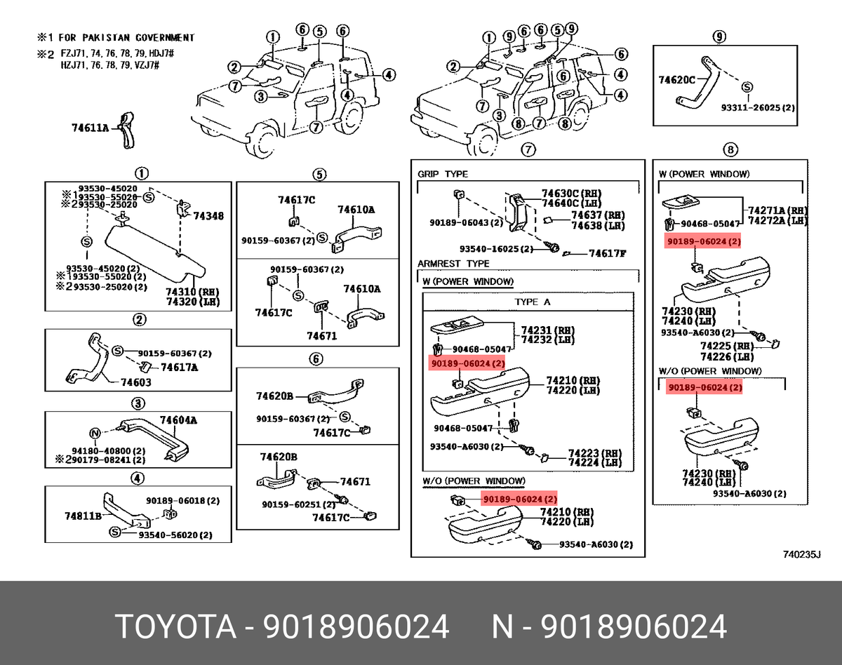 Genuine OE clip plastic, 9018906024 for TOYOTA 90189-06024