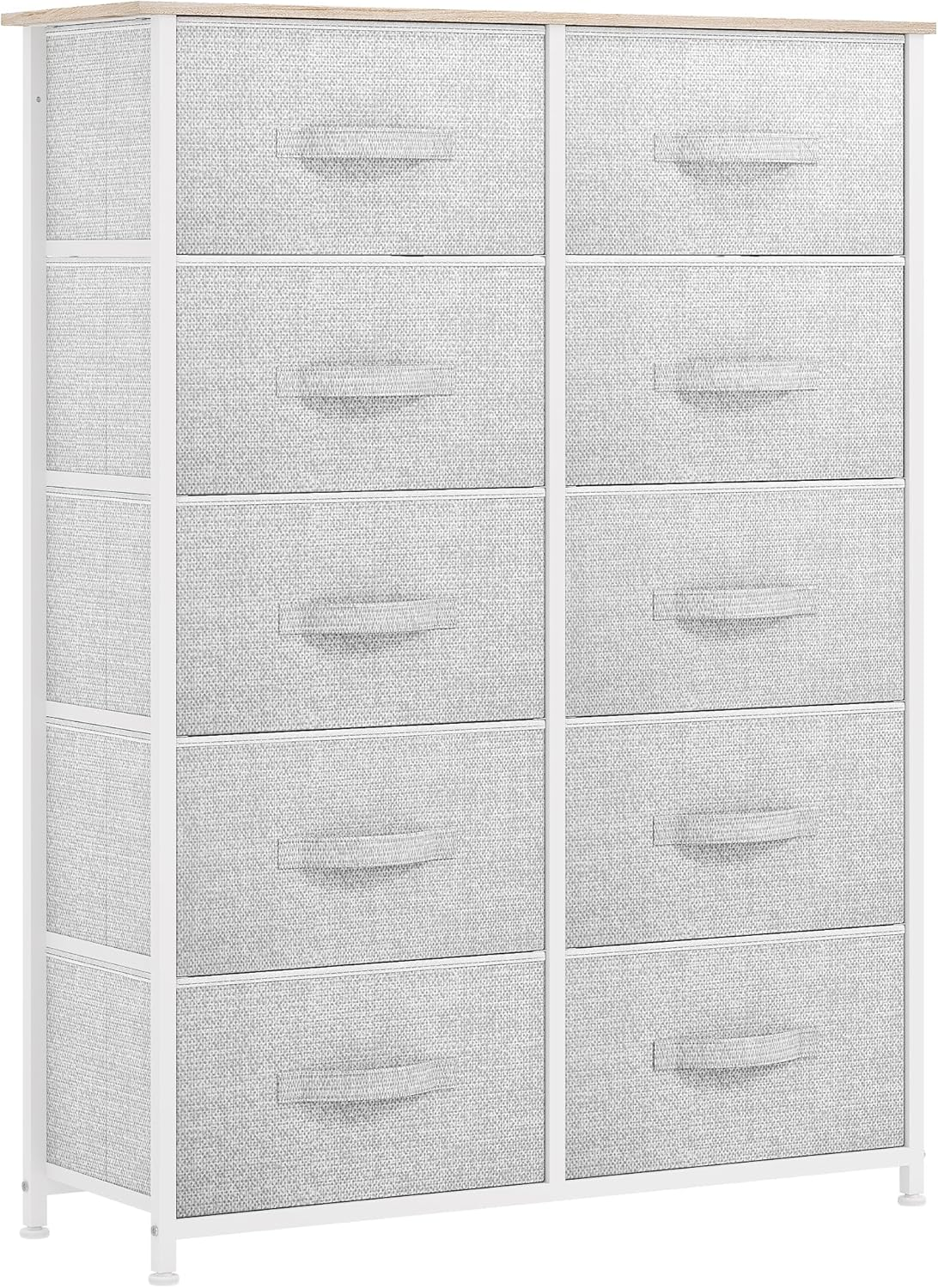 10 Drawers Dresser, Fabric Dresser for Living Room, Tall Chest Organizer Unit fo