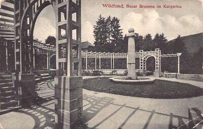L210 Germany Wilbad Neuer Brunnen im Kurgarten Bath Spa vintage postcard