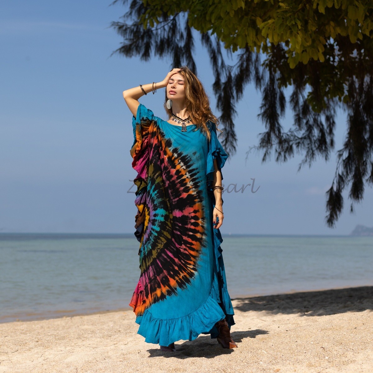 Ema Handmade Hand Tiedye Cotton Maxi Festival Dress Boho One Plus size 2X,  3X