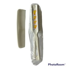 NOS Vintage Stanley Baby Hairbrush and Comb Yellow Ducks Nylon Bristle 4060