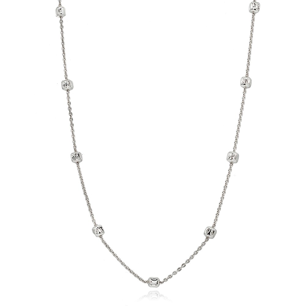 18 Inch Polished Square Cube Station Cable Chain Necklace in